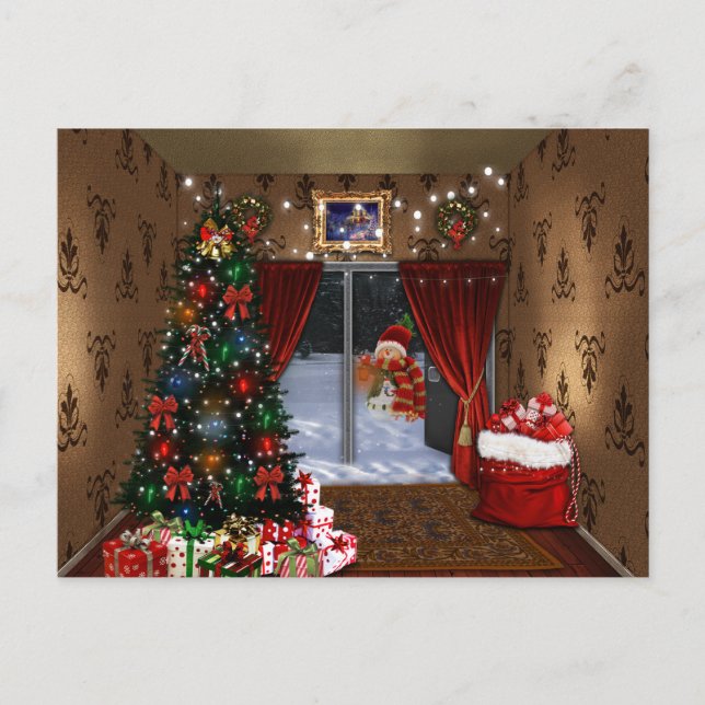 Weihnachtsabend Postkarte (Vorderseite)