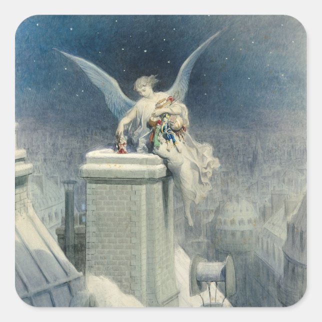 Weihnachtsabend Quadratischer Aufkleber (Vorderseite)