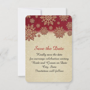 Weihnachtsabend Rote Schneeflocken Save the Date