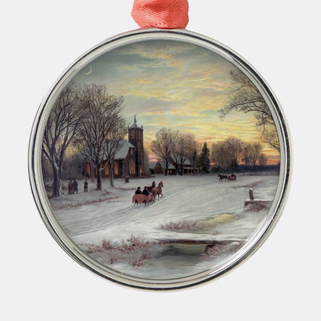 Weihnachtsabend Silbernes Ornament (Vorne)
