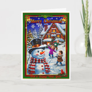 Weihnachtsabend Snowball-Kampf Karte