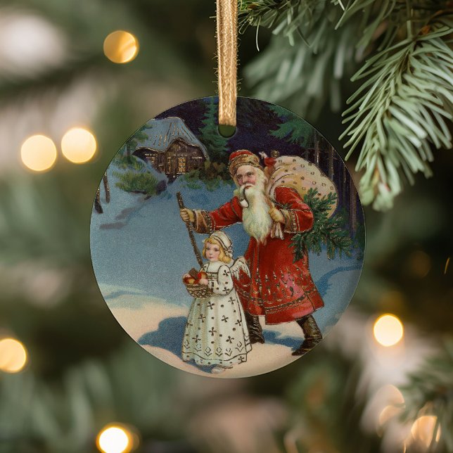 Weihnachtsabend | Vintager Urlaub Keramik Ornament (Von Creator hochgeladen)