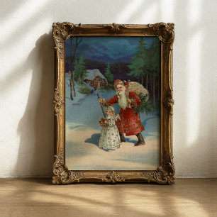 Weihnachtsabend Vintager Urlaub Poster