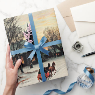 Weihnachtsabend Vintages Gemälde Geschenkpapier