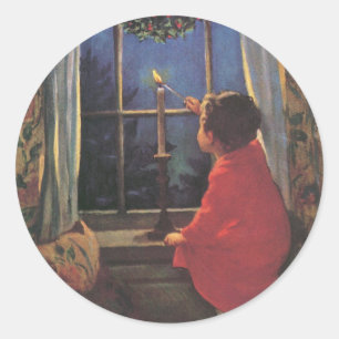 Weihnachtsabend von Jessie Willcox Smith im Vintag Runder Aufkleber