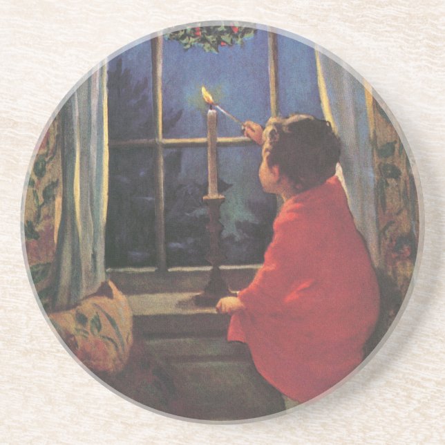 Weihnachtsabend von Jessie Willcox Smith Sandstein Untersetzer (Vorne)