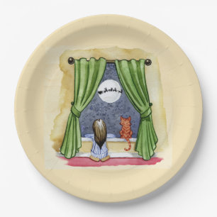 Weihnachtsabend Wasserfarbe Niedlich Kind & Kiteka Pappteller