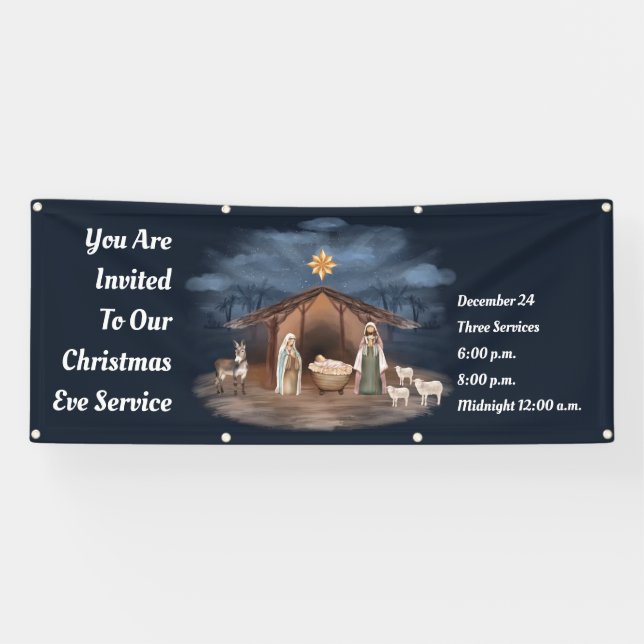 Weihnachtsabend Weihnachtskrippe Christliche Kirch Banner (Horizontal)