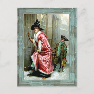 Weihnachtsabendessen viktorianisch feiertagspostkarte