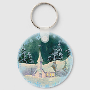 WEIHNACHTSABENDS-KIRCHE durch SHARON SHARPE Schlüsselanhänger