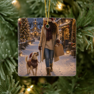 Weihnachtsabendspaziergang mit Lina Keramikornament