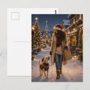 Weihnachtsabendspaziergang mit Lina Postkarte