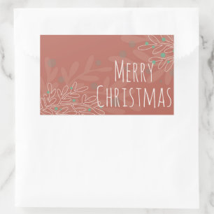 Weihnachtsabstraktes florales Weinrot-Design Rechteckiger Aufkleber