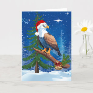 Weihnachtsadler mit Weihnachtsmannmütze Snowy Scen Karte