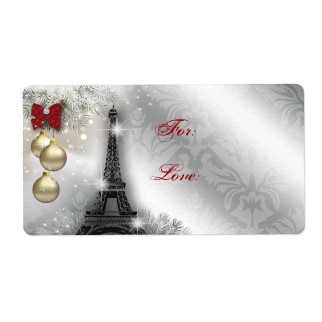 Weihnachtsadresse Label Eiffel Tower Paris Frankre (Vorne)