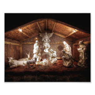 WeihnachtsAdvent Jesus Krippe Szene Fotodruck