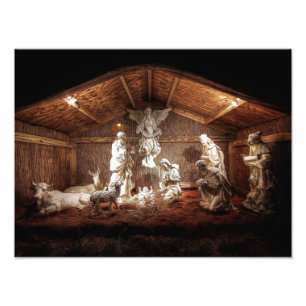 WeihnachtsAdvent Jesus Krippe Szene Fotodruck