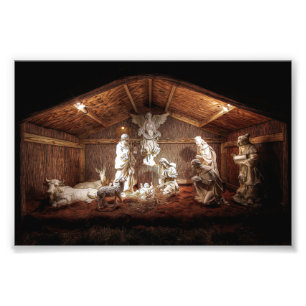 WeihnachtsAdvent Jesus Krippe Szene Fotodruck
