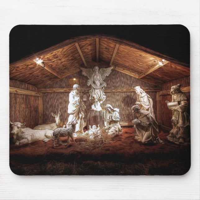 WeihnachtsAdvent Jesus Krippe Szene Mousepad (Vorne)