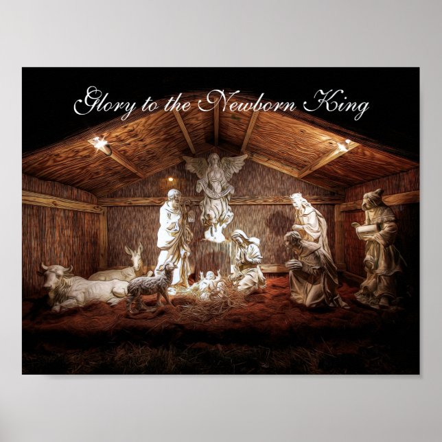 WeihnachtsAdvent Jesus Krippe Szene Poster (Vorne)