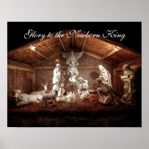 WeihnachtsAdvent Jesus Krippe Szene Poster