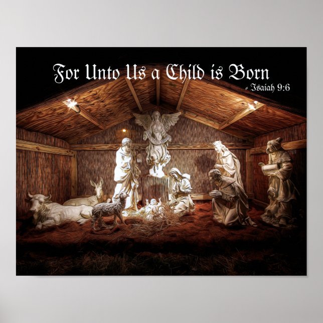 WeihnachtsAdvent Jesus Krippe Szene Poster (Vorne)