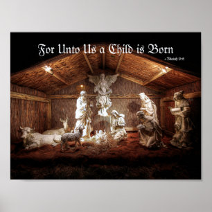 WeihnachtsAdvent Jesus Krippe Szene Poster