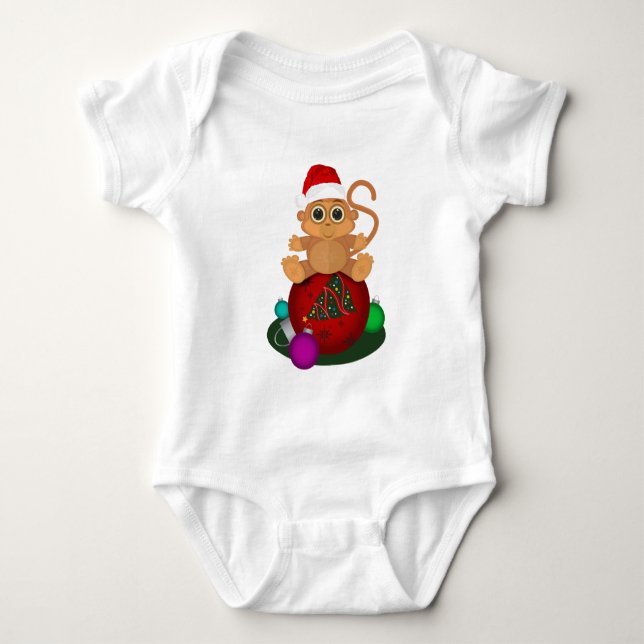 Weihnachtsaffe Baby Strampler (Vorderseite)
