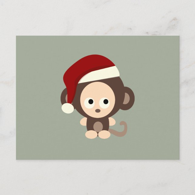 Weihnachtsaffe Feiertagspostkarte (Vorderseite)