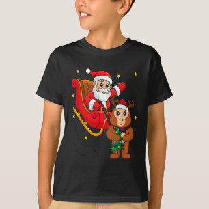 Weihnachtsaffe Santa Riding Lustiger Affe Pyjama T-Shirt