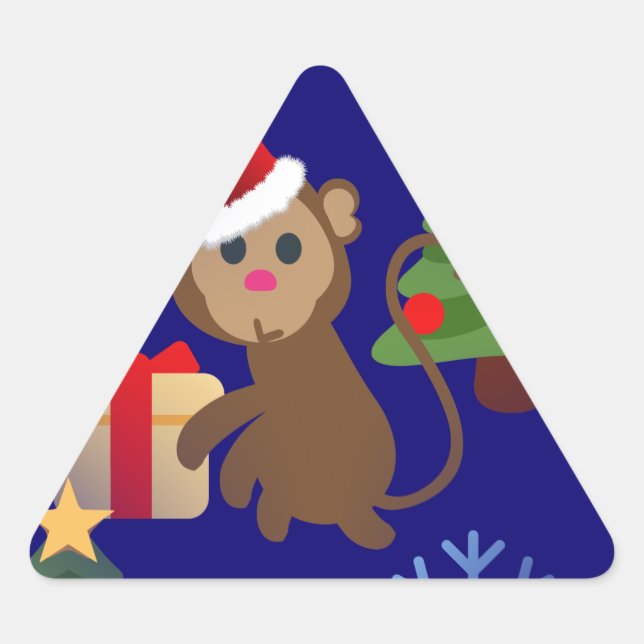 Weihnachtsaffen Dreieckiger Aufkleber (Vorderseite)