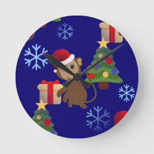 Weihnachtsaffen Runde Wanduhr