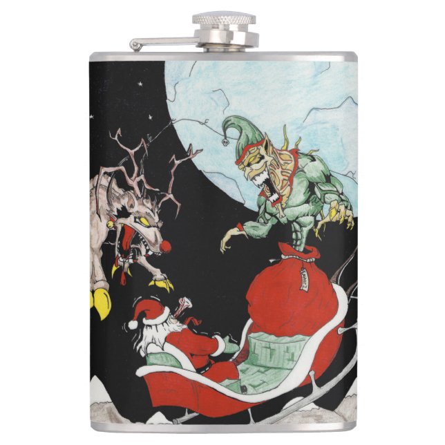Weihnachtsalbtraum Vinyl Wrapped Flask Flachmann (Vorderseite)