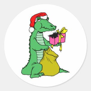 Weihnachtsalligator Runder Aufkleber