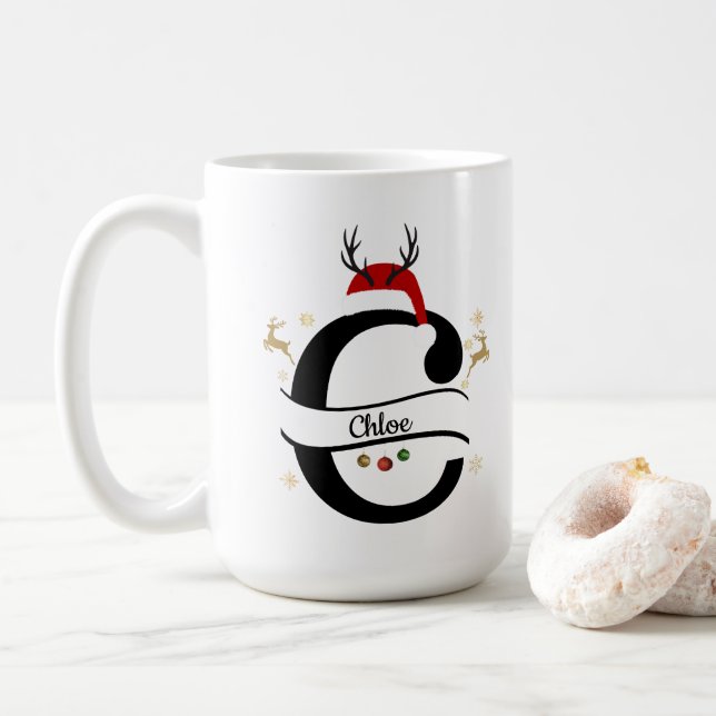 Weihnachtsalphabet-Kollektion – Buchstabe C Design Kaffeetasse (Mit Donut)