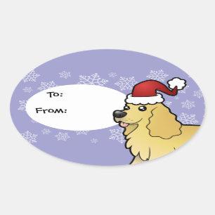 Weihnachtsamerikaner Cocker spaniel Ovaler Aufkleber