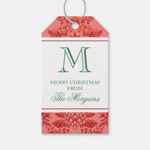 Weihnachtsananas und Ornamente Monogramm Geschenkanhänger