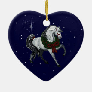 Weihnachtsandalusische Pferdeherz-Verzierung Keramikornament