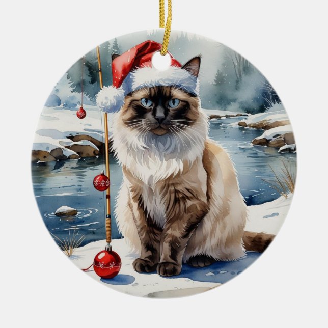 Weihnachtsanfang zum Thema Katzenliebhaber Keramik Ornament (Vorne)