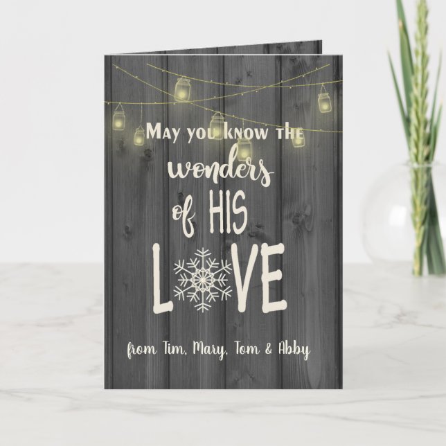 Weihnachtsangebot aus schwarzem Holz mit leichter  Karte (Vorderseite)