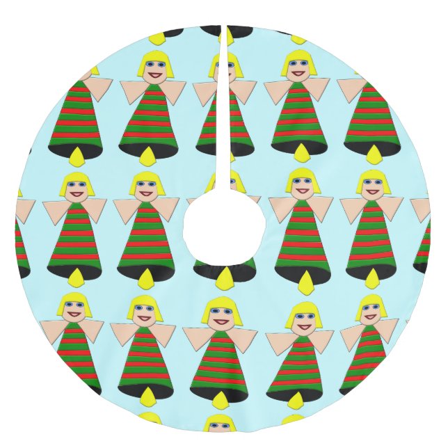 Weihnachtsangel Bell Tree Skirt Polyester Weihnachtsbaumdecke (Vorderseite)
