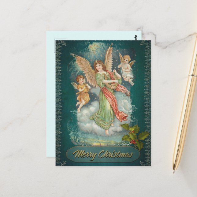 Weihnachtsangel & Cherubs Postkarte (Vorderseite/Rückseite Beispiel)