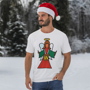 Weihnachtsangel Drummer Holiday Music Design T-Shirt