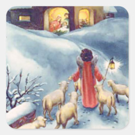 Weihnachtsangel Shepherd Krippe Quadratischer Aufkleber