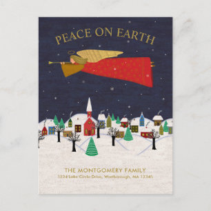 Weihnachtsangel Stadt Städtische Kunst Ankündigungspostkarte