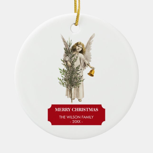 Weihnachtsangel & Tree Urlaub Keramik Ornament (Vorne)