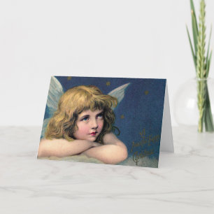 Weihnachtsangel und Gold Stars Feiertagskarte