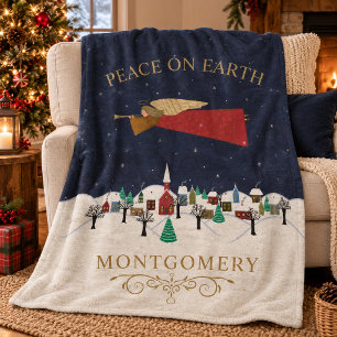 Weihnachtsangel-Weltfrieden Monogramm Fleecedecke