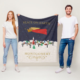Weihnachtsangel-Weltfrieden Monogramm Fleecedecke