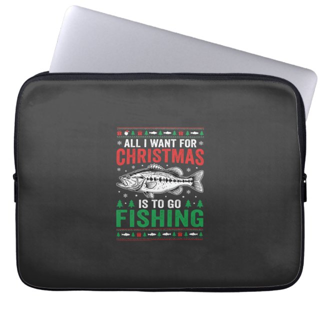 Weihnachtsangeln Bass hässlicher Pullover Laptopschutzhülle (Vorderseite)